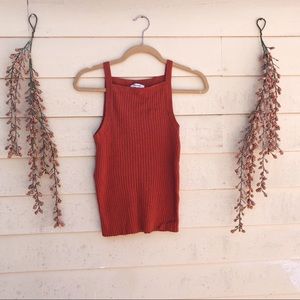 Madewell Burnt Orange Apron Knit Top